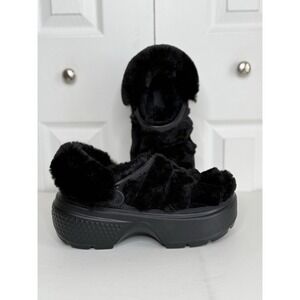 Crocs Stomp Lined Quilted Clog Chunky Platform Furry Croslite Women's 9/Men's 7